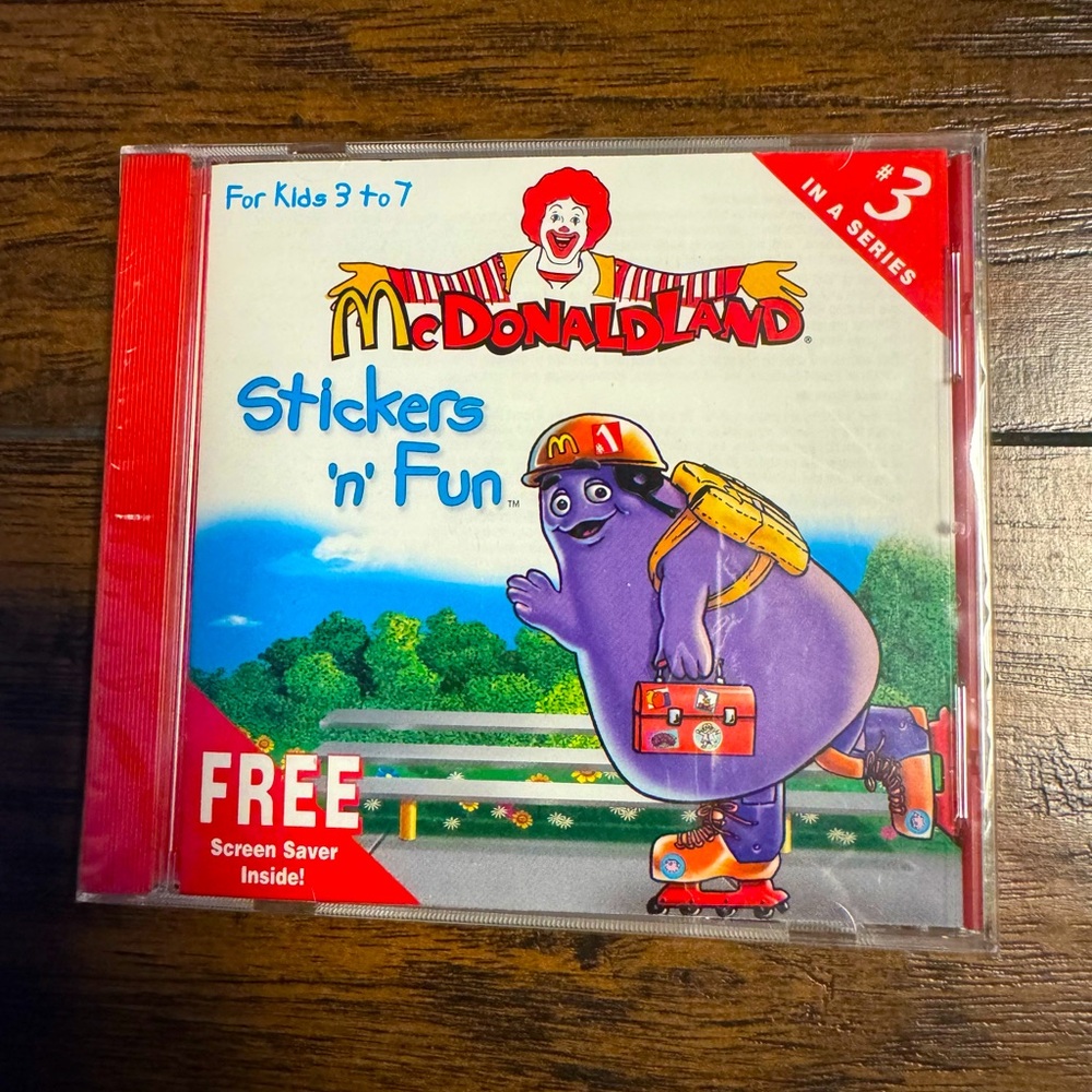 Vintage 1997 McDonaldland Sticker N Fun CD-ROM PC #3 Ronald McDonald Windows